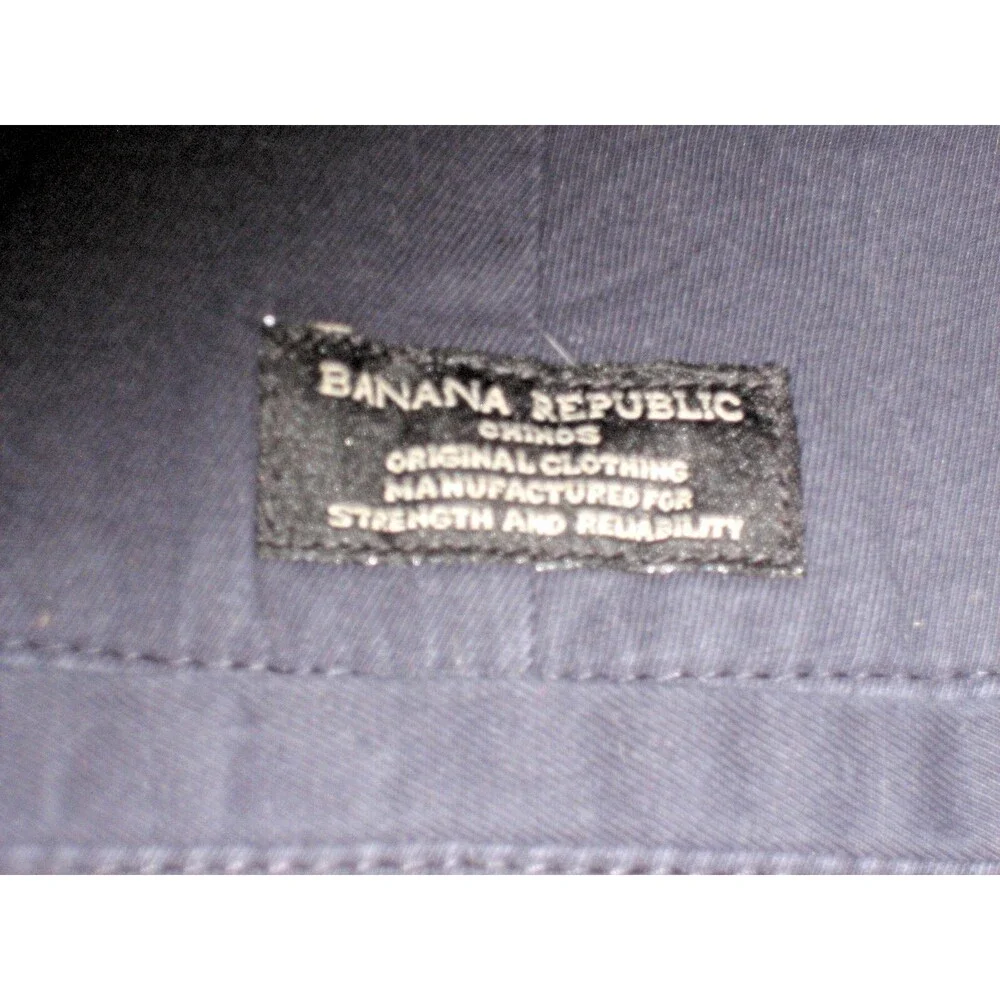 Mens Banana Republic Navy Flat Front Cotton/Spandex Chinos sz 32x32